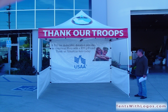 10 x 10 Pop Up Tent - Thank Our Troops